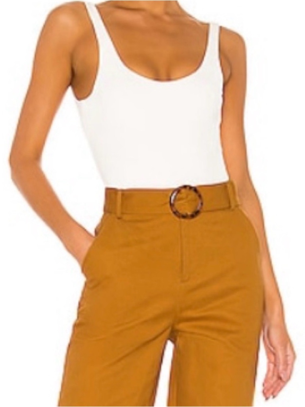 Lovers and Friends Harlow White Bodysuit Scoop Neck Ribbed Size M